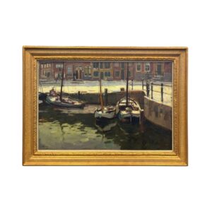 Ben Viegers, boten in haven bij sneeuw